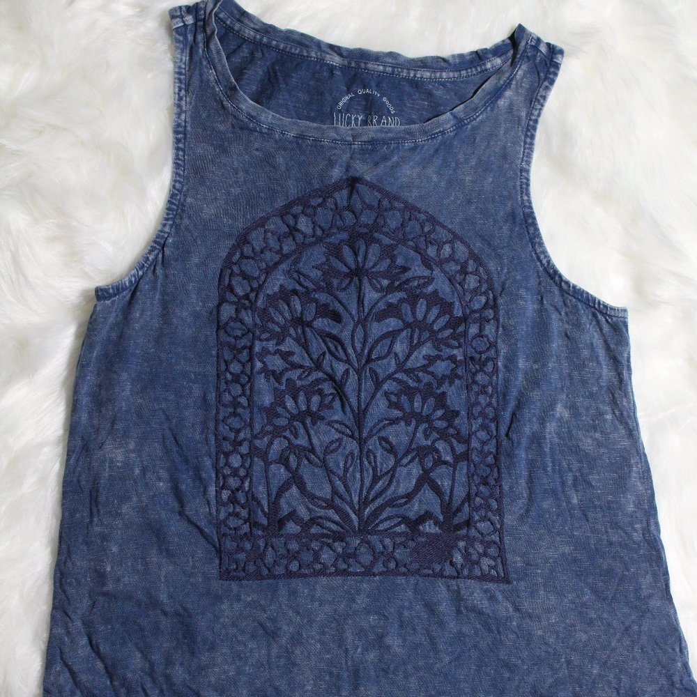 Lucky Brand Embroidered Mineral Wash Tank M